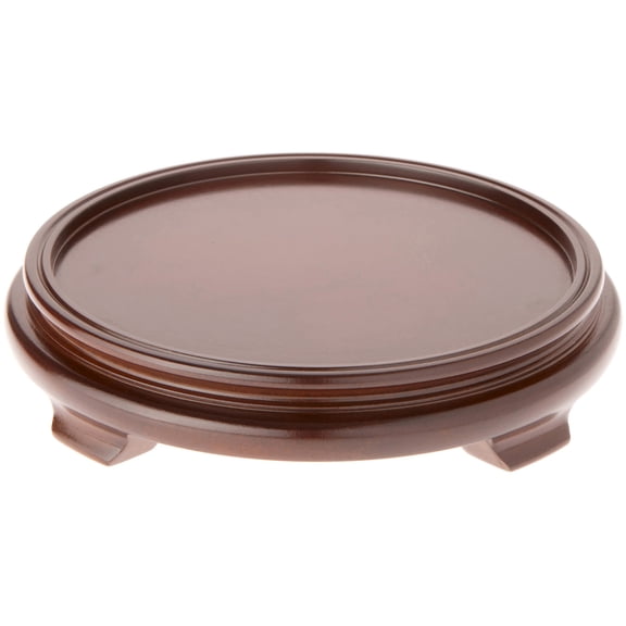 Plymor Walnut Round Wood Veneer Footed Display Base, 10.5" W x 10.5" D x 2" H (8.5" Display Diameter), Pack of 2
