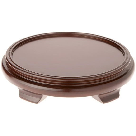 Plymor Walnut Round Wood Veneer Footed Display Base, 12" W x 12" D x 2.75" H (10" Display Diameter), Pack of 2