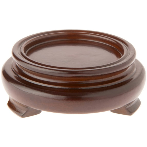 Plymor Walnut Round Wood Veneer Footed Display Base, 2.75" W x 2.75" D x 1" H (1.875" Display Diameter), Pack of 3