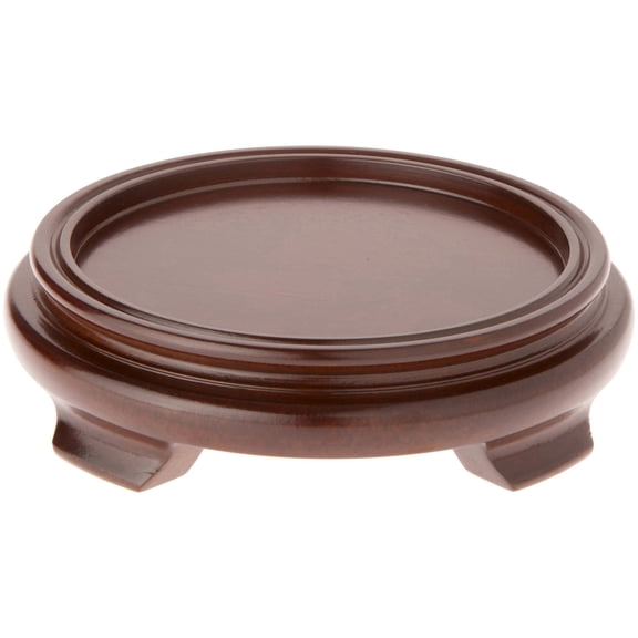 Plymor Walnut Round Wood Veneer Footed Display Base, 6.25" W x 6.25" D x 1.5" H (5" Display Diameter)