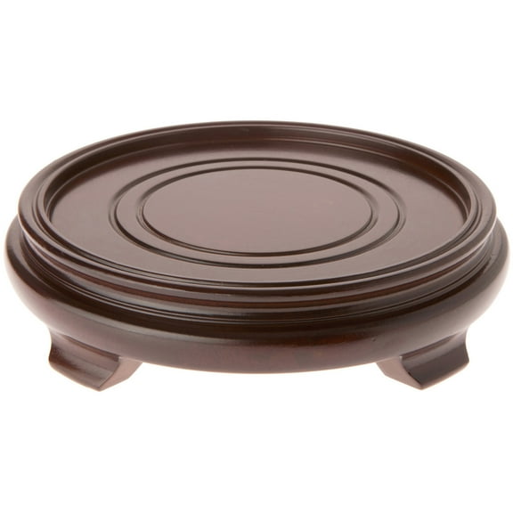 Plymor Walnut Round Wood Veneer Footed Display Base, 8.375" W x 8.375" D x 1.75" H (7" Display Diameter)