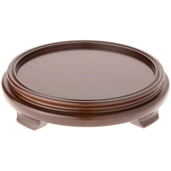 Plymor Walnut Round Wood Veneer Footed Display Base, 9.875" W x 9.875" D x 2" H (8" Display Diameter)