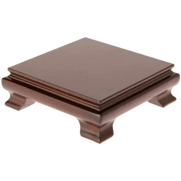 Plymor Walnut Square Wood Veneer Footed Display Base, 4.5" W x 4.5" D x 1.5" H (4" x 4" Display Area), Pack of 3