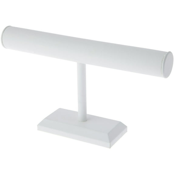 Plymor White Faux Leather T-Bar Bracelet Display Stand, 12" W x 6.75" H (Pack of 6)