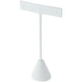 thumbnail image 1 of Plymor White Faux Leather "T" Style, Single Pair Earring Display Stand, 2.5" W x 1.25" D x 4.5" H (Pack of 6), 1 of 2