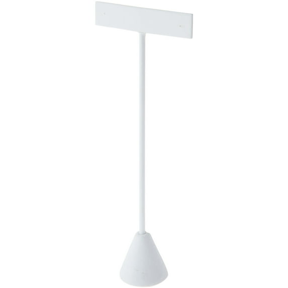 Plymor White Faux Leather "T" Style, Single Pair Earring Display Stand, 2.5625" W x 1.25" D x 6.75" H (Pack of 2)