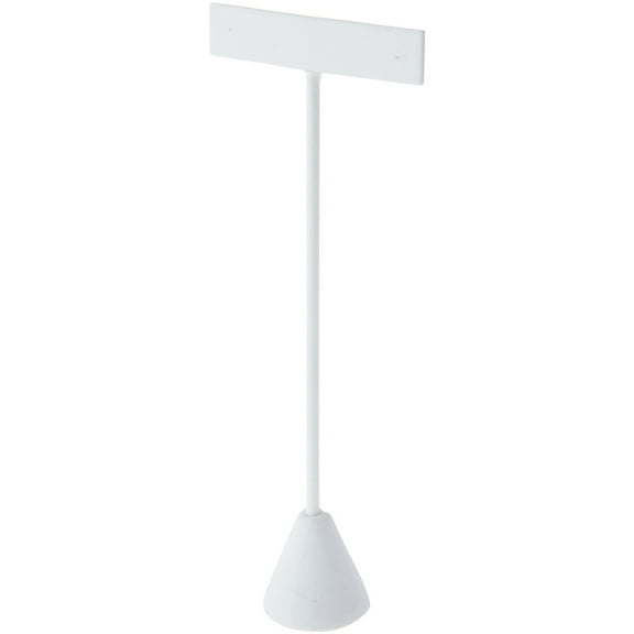 Plymor White Faux Leather "T" Style, Single Pair Earring Display Stand, 2.5625" W x 1.25" D x 6.75" H