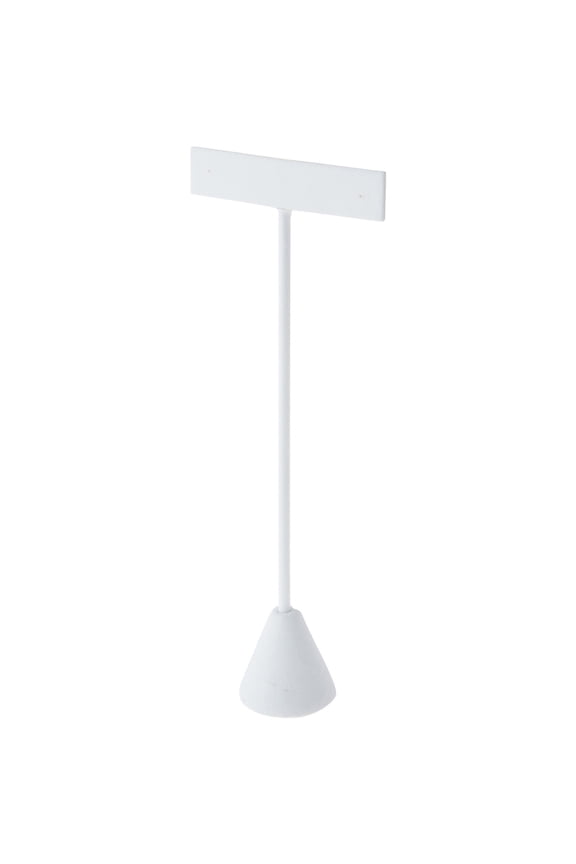 White Faux Leather "T" Style, Single Pair Earring Display Stand, 2.5625" W x 1.25" D x 6.75" H