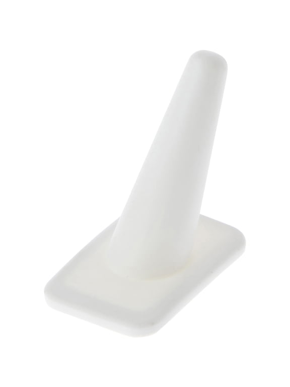 White Rubber Ring Finger Display, Single on Rectangular Shaped Base, 1.375" W x 2.25" D x 2.125" H (Pack of 3)