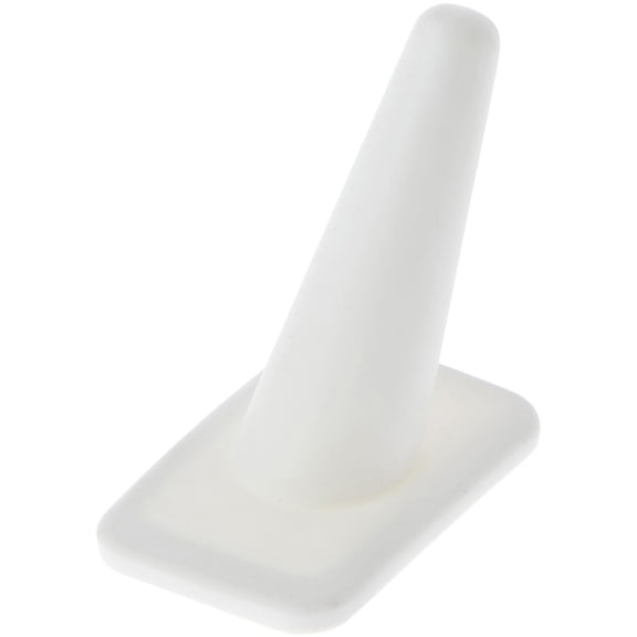 Plymor White Rubber Ring Finger Display, Single on Rectangular Shaped Base, 1.375" W x 2.25" D x 2.125" H (Pack of 6)