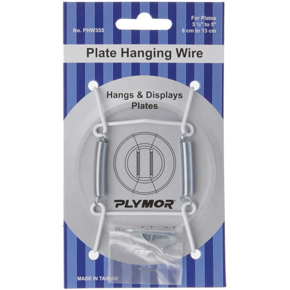 Plymor White Vinyl Finish Wall Mountable Plate Hanger, 3.125" H x 1.75" W x 0.5" D (For Plates 3.5" - 5"), Pack of 12