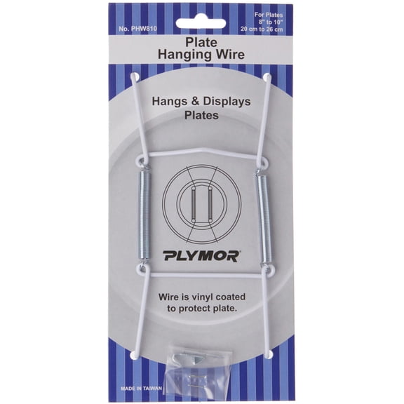 Plymor White Vinyl Finish Wall Mountable Plate Hanger, 6.125" H x 3" W x 0.5" D (For Plates 8" - 10"), Pack of 12