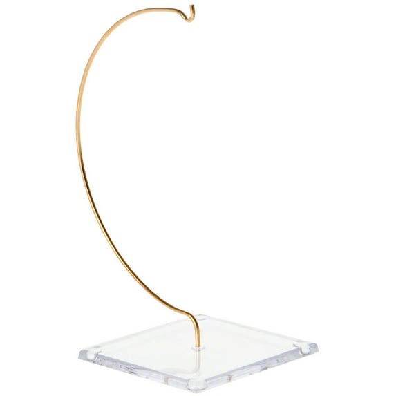 Plymor Wire Ornament Hanger Display with 3.25" Clear Acrylic Thin Square Base, 6" H (12 Pack)