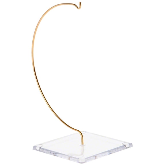 Plymor Wire Ornament Hanger Display with 3.25" Clear Acrylic Thin Square Base, 6" H
