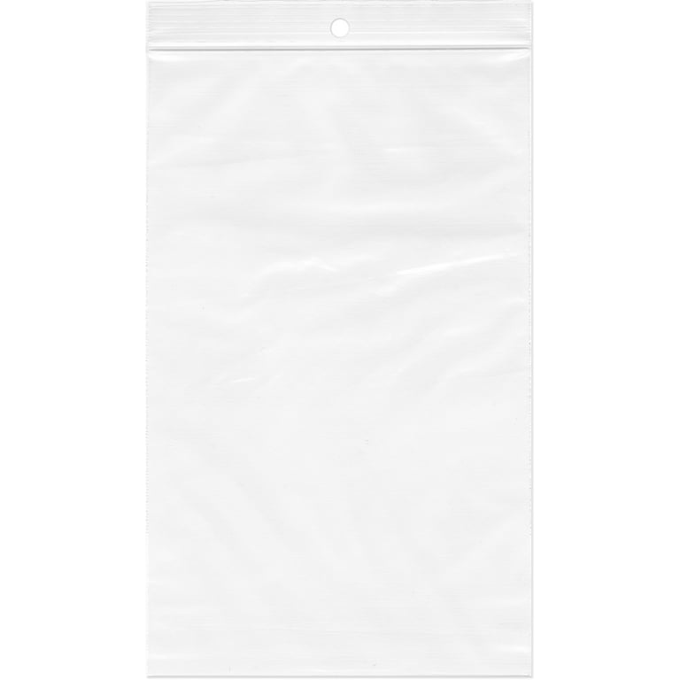 5 x 8 zip top reclosable plastic storage bags, 2 mil thick, 100