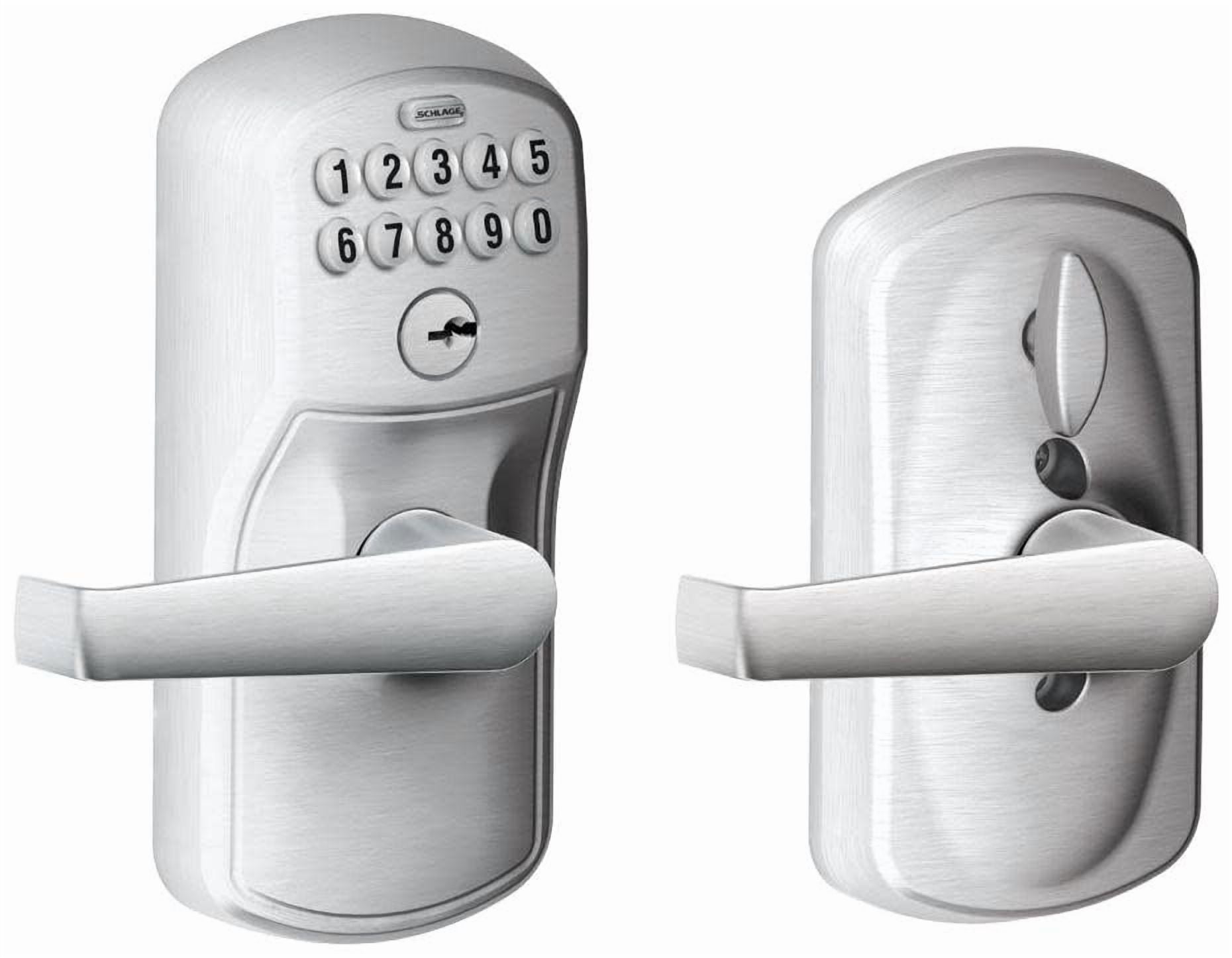 Schlage FE595 PLY 626 ELA Plymouth Keypad Entry with Flex-Lock and Elan Style Levers, Brushed Chrome