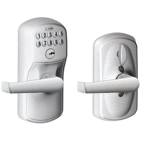 Schlage FE595 PLY 626 ELA Plymouth Keypad Entry with Flex-Lock and Elan Style Levers, Brushed Chrome