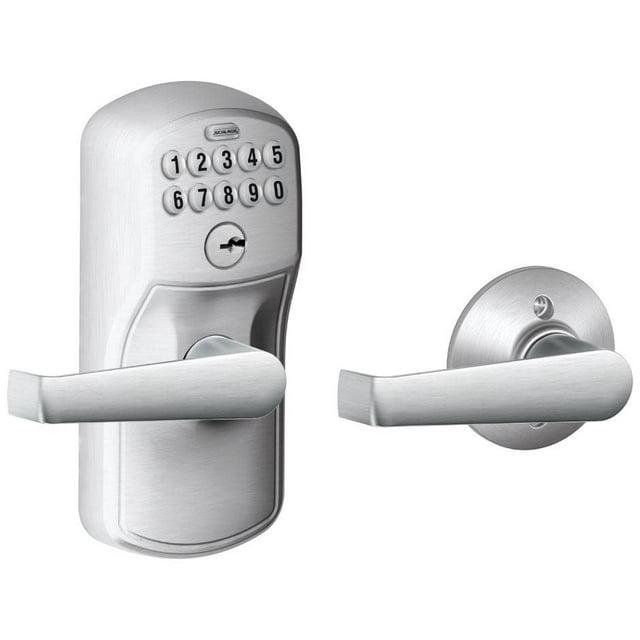SCHLAGE FE575 PLY 626 ELA Plymouth Keypad Entry with Auto-Lock and Elan Levers, Brushed Chrome