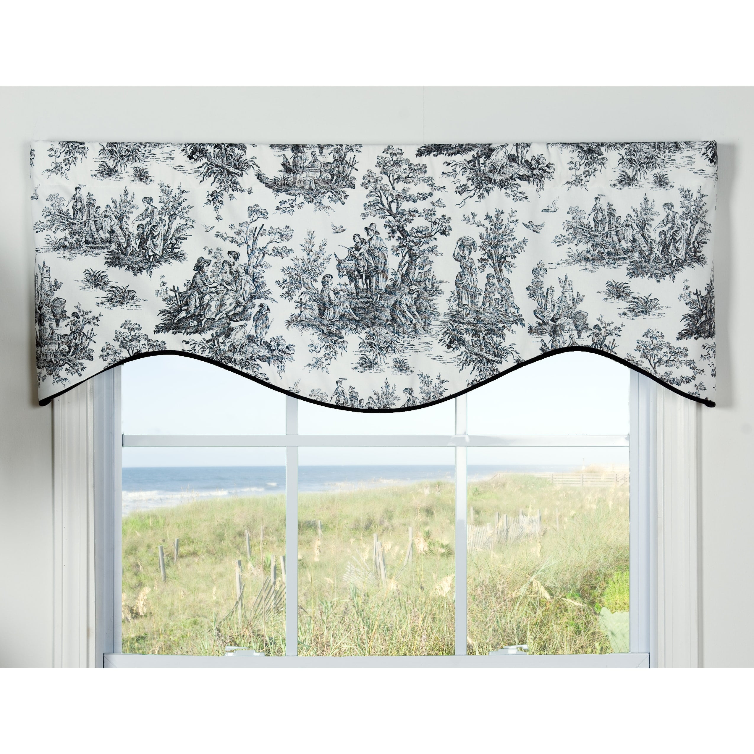 Plymouth Black and White Toile Fabric M-Shaped Valance