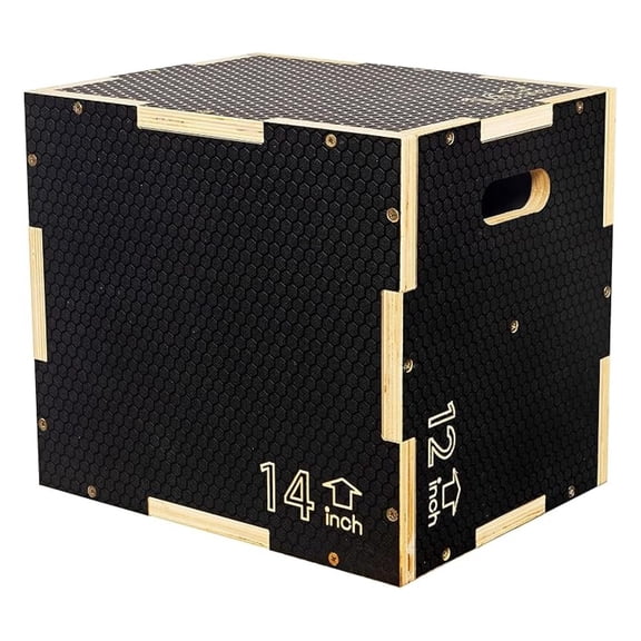 Plyo Box 3 in 1 - Wooden Jump Box for Fitness, Non-Slip Plyometric Platform, Exercise Step Box - Home Gym Training, Multiple Sizes