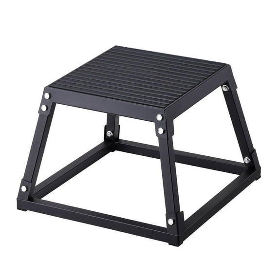 Plyometric Jump Box 12 Inch - Steel Plyo Box for Fitness, Agility Training - Anti-Slip Exercise Platform for Home Gym, Strength Conditioning - Black