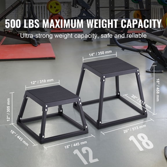 Plyometric Jump Box,18"Plyo Box,Steel Plyometric Platform&Jumping Agility Box,Anti-Slip Fitness Exercise Step Up Box for Home Gym Training,Conditioning Strength Training,Black