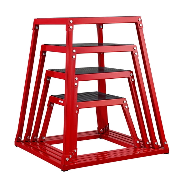Plyometric Jump Boxes,12/18/24/30"Plyo Box,Platform&Jumping Agility Box,Anti-Slip Fitness Exercise Step Up Box Set for Home Gym Training,Conditioning Strength Training,Red