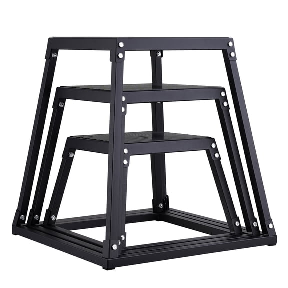 Plyometric Jump Boxes, 12/18/24 Inch Plyo Box, Platform and Jumping Agility Box, Anti-Slip Fitness Exercise Step Up Box Set for Home Gym Training, Conditioning Strength Training, Black