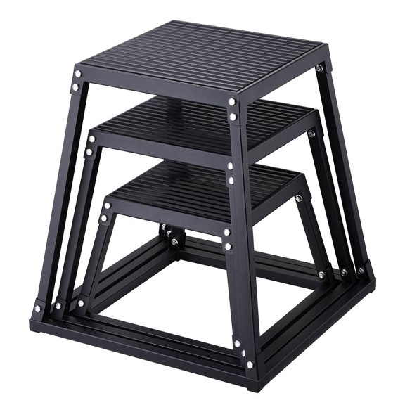 Plyometric Jump Boxes, 12/18/24 Inch Plyo Box, Platform and Jumping Agility Box, Anti-Slip Fitness Exercise Step Up Box Set for Home Gym Training, Conditioning Strength Training, Black