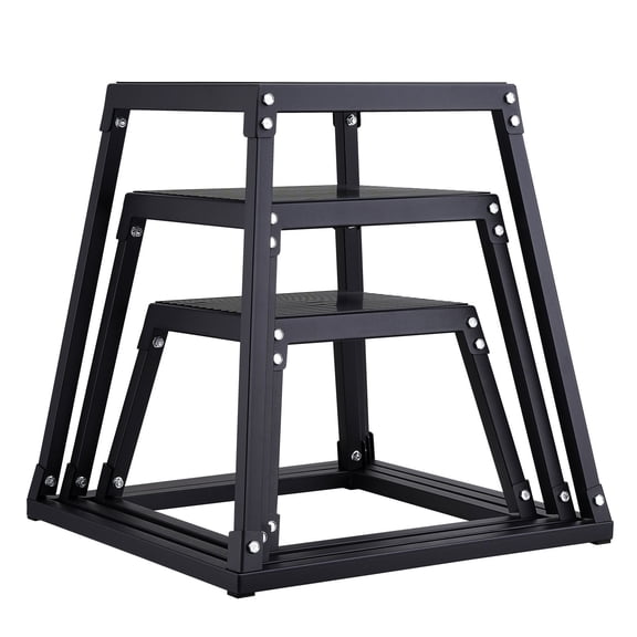 Plyometric Jump Boxes,12/18/24"Plyo Box,Platform&Jumping Agility Box,Anti-Slip Fitness Exercise Step Up Box Set for Home Gym Training,Conditioning Strength Training,Black
