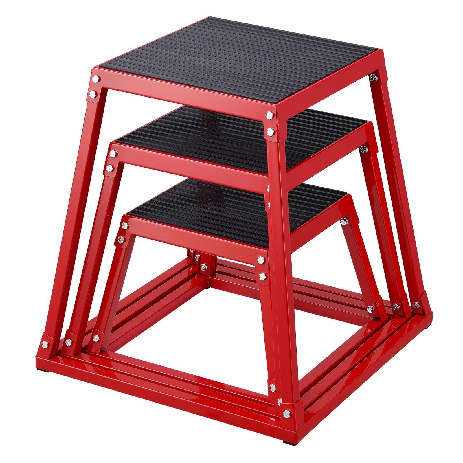 Plyometric Jump Boxes, 3-in-1 Adjustable Plyometric Box (12/18/24 Inch) – Non-Slip Jump Training Platform, Agility Step-Up Box for Home Workouts, Fitness & Strength Training, Red