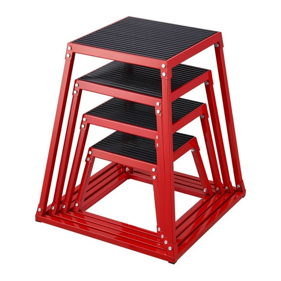 Plyometric Jump Boxes Set, 12/18/24/30 Inch Plyo Box, Fitness Step Platform for Home Gym - Jumping Agility Training, Strength Conditioning - Red, 4 Pack