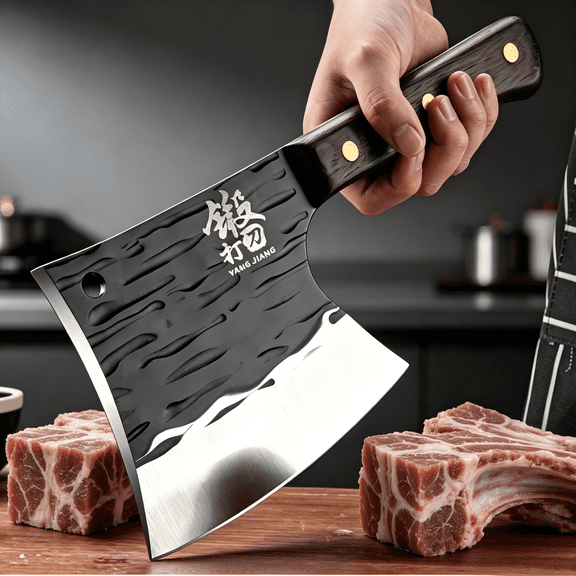 Plys Meat Cleaver Heavy Duty Butcher - Axe Bone Knife 6.5 Inch Balde, Bone Knife for Meat Cutting Axe Bone Chopper, Stainless Steel Thicken Blade Wood Hand Gift Box for Men