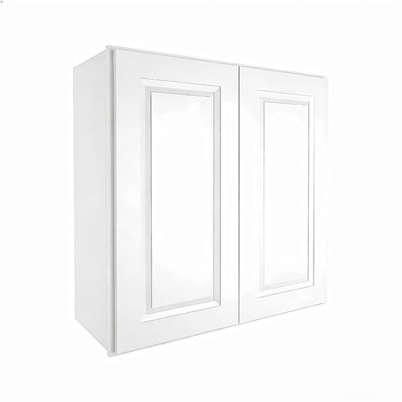 Plywood 30" H Shaker Double Door Kitchen Wall Cabinet in Crisp White (24"/30"/36" Widths)