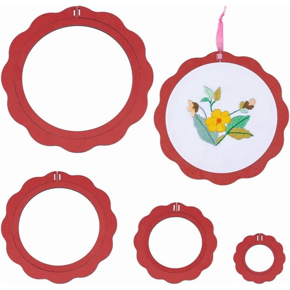 Plywood Embroidery Hoops Bamboo Circle Stitch Hoop Ring for Embroidery Red 99x99x5mm Inner Diameter: 55mm Red