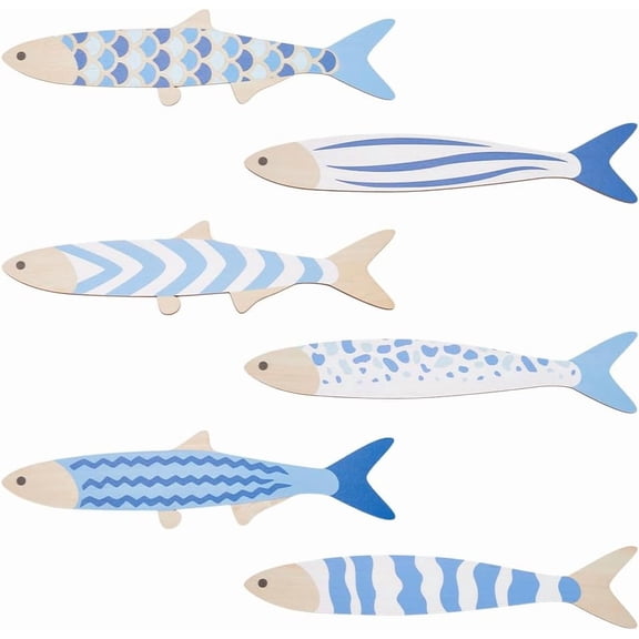 Plywood Fish Wall Stikers Wall Decorations Cornflower Blue 37x240x2.5mm diy