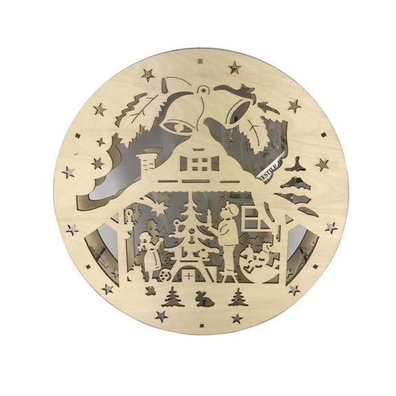 Plywood Laser Cut Nativity Set with Lights
