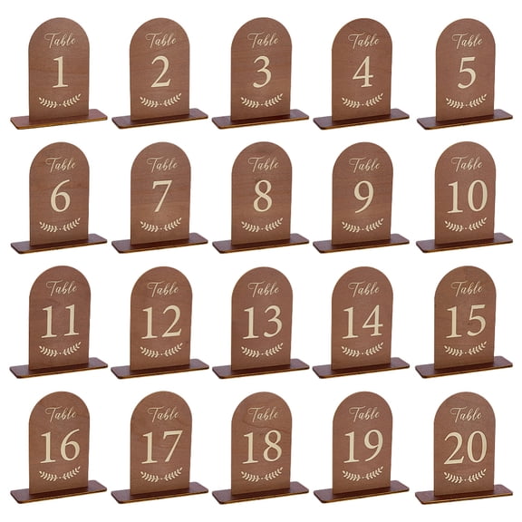 Plywood Table Number 1-20 Display Wood Slice Table Numbers Cards Arch Coconut Brown 152x49x170mm