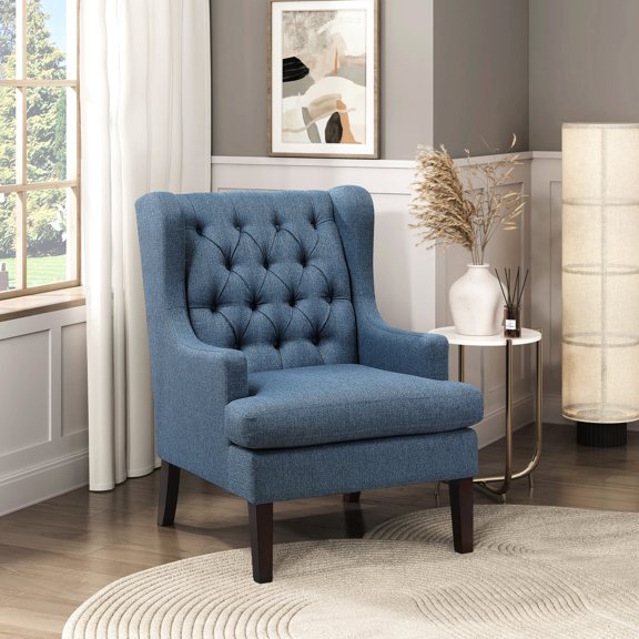 Plywood and Polyester Blue Chair for Living Room / Functional and Comfortable