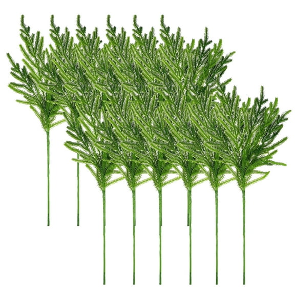 Plyzle 12 Pcs Christmas Norfolk Pine Branches, 18 Inch Real Touch Artificial Norfolk Pine Branch Faux Cedar Pine Stem Fake Greenery Pine Picks for Vase DIY Garland Wreath Home Decoration