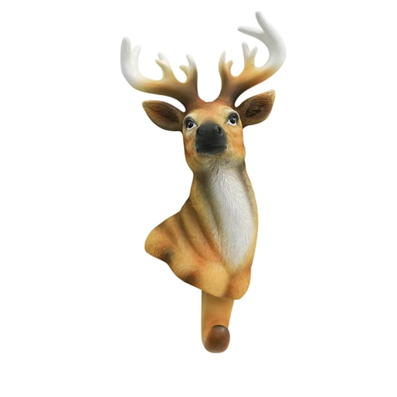 Plyzle 3D Deer Head Wall Hook - Lifelike Animal Head Wall-Mounted Hook, Farmhouse & Cabin Decor, Durable Resin Coat Hat Towel Hook, Decorative Storage for Home, 7.0"x3.5"