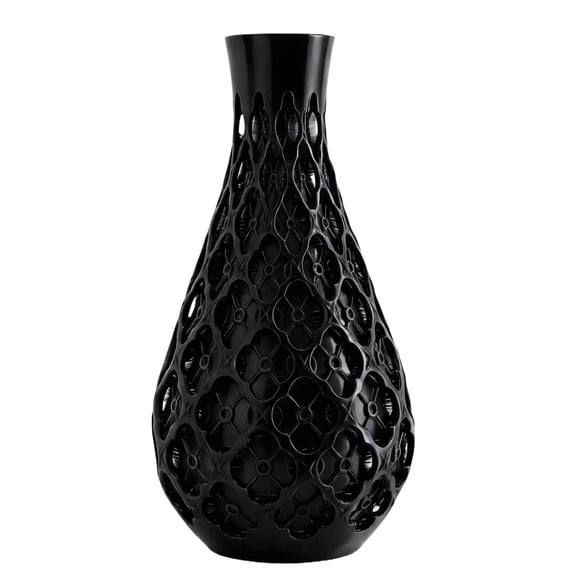 Plyzle 3D Printed Chinese Style Hollow Vase Black Decorative Home Vase for Living Room and Bedroom