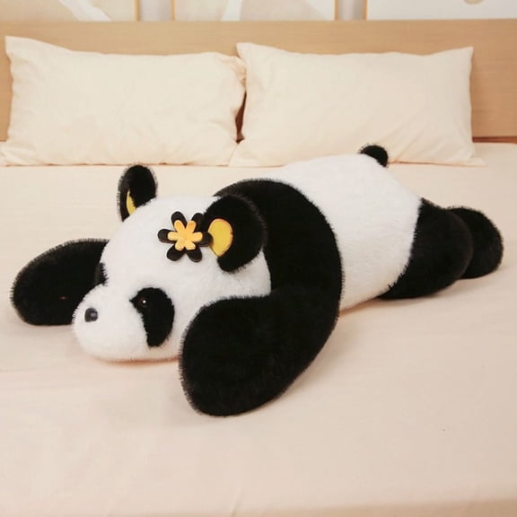 Plyzle 60cm Black Panda Plush Toy Stuffed Animal Soft Pillow Doll Cute Cartoon Bear Gift for Kids and Girls