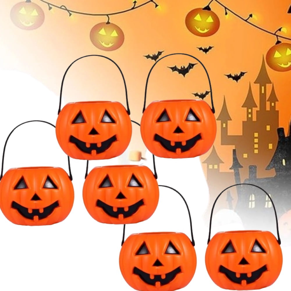 Plyzle 7cm Halloween Portable Pumpkin Bucket Trick or Treat Pumpkin ...