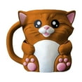 thumbnail image 1 of Plyzle Cat Shaped 3D Coffee Mug - Cute Pet Theme Tea Cup, Soft Textured Design, Home Decor & Gift,Brown, 5.3 Inches, 1 of 6