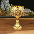 thumbnail image 1 of Plyzle Gothic Goblet Chalice: Ornate Metal with Enamel & Gems. Medieval Home Bar Decor, Fantasy Drinkware, Collector's Piece. 7cm., 1 of 5