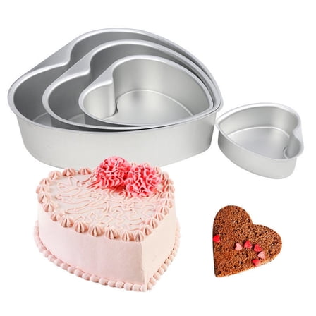 Plyzle Heart Cake Pan - Food-Grade Aluminum Baking Pans with Even Heat for Valentine's & Holiday Desserts, 4 Sizes for Home Bakers (12cm to 26cm)