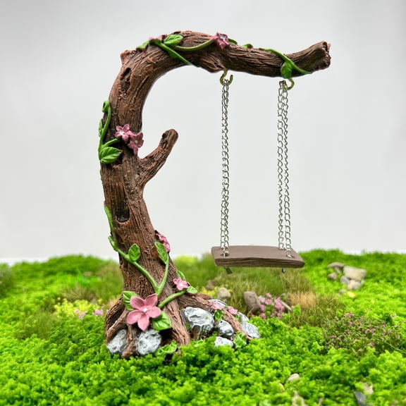 Plyzle Miniature Swing Model Garden Decoration DIY Craft Kit Realistic Swing Ornament for Home Decor and Mini Landscape