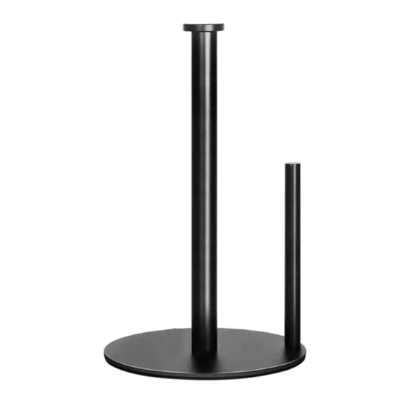 Plyzle Paper Towel Holder Countertop, Metal Base with One-Hand Tear, Space-Saving for Kitchen & Bathroom, 11.8 Inch,Black
