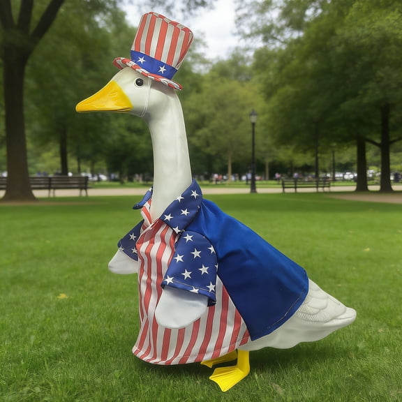 Plyzle Porch Goose Outdoor Garden Decoration, Colorful Cartoon Goose with Clothes for Yard, Lawn, Patio, Front Porch Decor